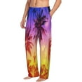 thumbnail image 1 of Goofa Palm Trees at Sunset Printed Soft Pajama Pants for Men, Wide Leg Comfy Casual Lounge Yoga Pants-Large, 1 of 9