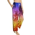 thumbnail image 1 of Goofa Palm Trees at Sunset Printed Soft Pajama Pants for Women, Wide Leg Comfy Casual Lounge Yoga Pants-Small, 1 of 9