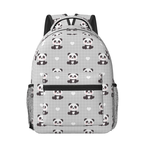 Goofa Panda Bear Pattern Comfortable Student Backpack - Ergonomic Design, Durable, Water-Resistant, Multi-Compartment,Travel, and Outdoor Activities