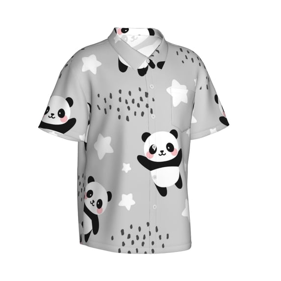Goofa Pandas Hawaiian Shirt for Men, Unisex Summer Beach Casual Short Sleeve Button Down Shirts,Aloha Tropical Floral print shirt-3X-Large