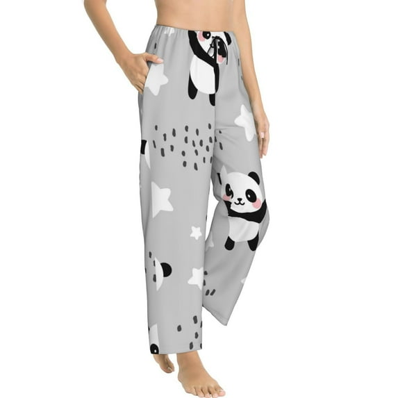 Goofa Pandas Printed Soft Pajama Pants for Women, Wide Leg Comfy Casual Lounge Yoga Pants-X-Large