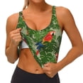 thumbnail image 1 of Goofa Parrots And Tropical Leaves Printed Sports Bras for Women, High Impact Running Bra Workout Crop Tank Tops Longline Sports Bra Push up-Medium, 1 of 1