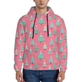 thumbnail image 1 of Goofa Pastel Christmas Trees on Pink for Men's Hooded Sweatshirt - Lightweight Pullover Hoodie with Kangaroo Pocket, Perfect for Everyday Wear-Medium, 1 of 7