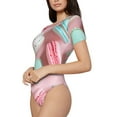 thumbnail image 1 of Goofa Pastel Macarons Delight Printed Women Rash Guard Short Sleeve,Tummy control Swimsuit Surfing Swimsuit Bathing Suit One Piece Swimsuit UPF 50-Small, 1 of 9