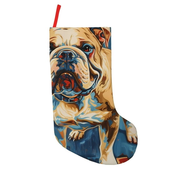 Goofa Patriotic Bulldog Welcome for Christmas Stockings, 18inch Xmas Hanging Stocking Decorations for Christmas Party Family Decor