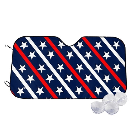 Goofa Patriotic Star Printed Car Windshield Sunshade,Foldable Reflective Sun Visor,UV Protection Heat Blocker Sunshade,Car Cooling Accessory-Small
