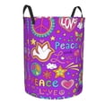 thumbnail image 1 of Goofa Peace Love and Dove Flower Power Printed Circular Hamper,Laundry Basket with Handles,Storage Baskets Foldable,Large Capacity Laundry Hamper-Medium, 1 of 8