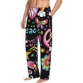 thumbnail image 1 of Goofa Peace Love and Dove Flower Power Printed Soft Pajama Pants for Men, Wide Leg Comfy Casual Lounge Yoga Pants-X-Large, 1 of 9