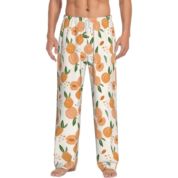 Goofa Peaches Pattern Printed Soft Pajama Pants for Men, Wide Leg Comfy Casual Lounge Yoga Pants-Large