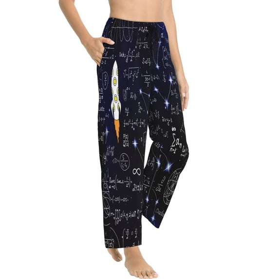 Goofa Physical Formulas Printed Soft Pajama Pants for Women, Wide Leg Comfy Casual Lounge Yoga Pants-