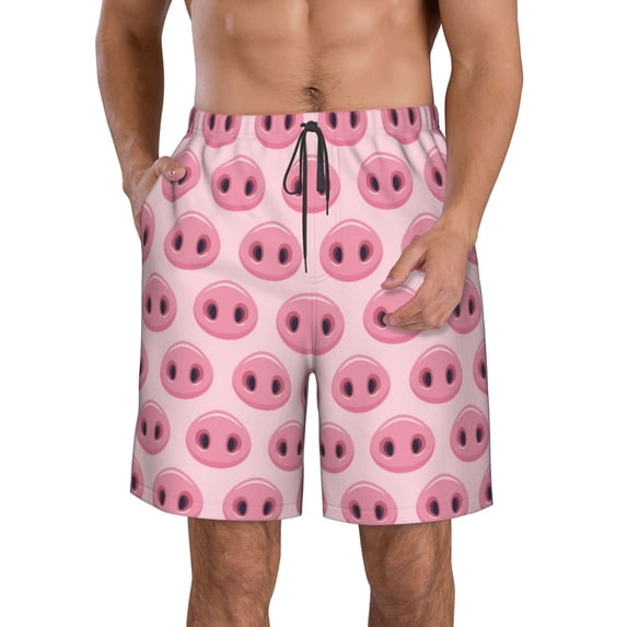 Goofa Pig Nose Printed Mens Swim Trunks Summer Quick Dry Short Beach Swimwear Bathing Suits-X-Large