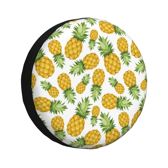 Goofa Pineapple Pattern Universal Tire Cover for Jeep, SUV, Truck, and Trailer – Waterproof, UV-Resistant,Easy to Install, Fits 14"-17" Tires-16 inch
