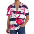 thumbnail image 1 of Goofa Pink Flamingos Printed Men's Casual Short-sleeved Shirt,Lightweight Breathable Button-down,Summer Casual men's top,Versatile Fashion shirt-Small, 1 of 7
