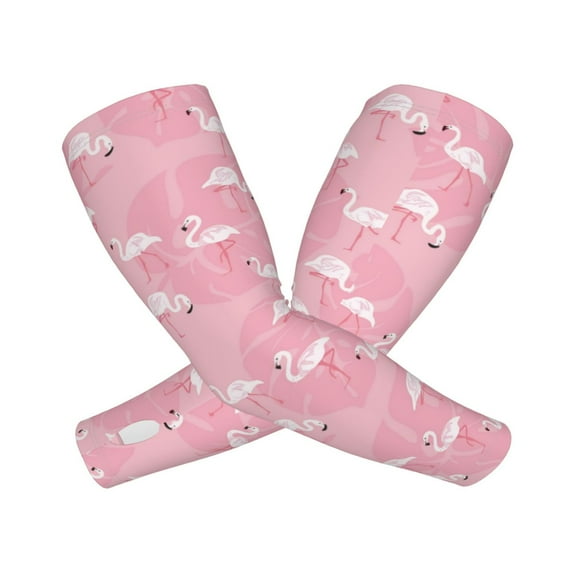 Goofa Pink Flamingos and Flowers Pattern UV Sun Protection Arm Sleeves, UPF 50 Sports Cooling Arm Compression Sleeves for Men Women Teenager