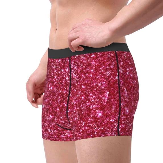 Goofa Pink Glitter Printed Men's Boxer Briefs Underwear, Moisture-Wicking Underwear, Trunk,Soft and Breathable Cotton Underwear-