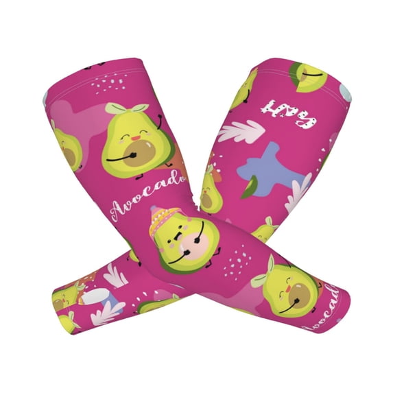Goofa Pink Green Avocado Pattern UV Sun Protection Arm Sleeves, UPF 50 Sports Cooling Arm Compression Sleeves for Men Women Teenager
