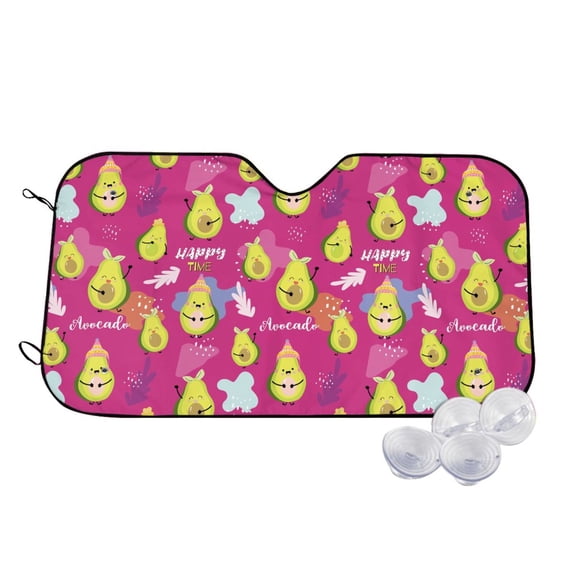 Goofa Pink Green Avocado Printed Car Windshield Sunshade,Foldable Reflective Sun Visor,UV Protection Heat Blocker Sunshade,Car Cooling Accessory-Medium