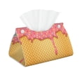 thumbnail image 1 of Goofa Pink Ice Cream Pattern Triangle Square Tissue Box Cover, Modern PVC Leathe Facial Paper Holder,Decorative Holder/Organizer for Bathroom Vanity Countertop, 1 of 9