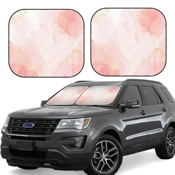 Goofa Pink Marble Pattern 2 Piece Car Windshield Sun Shade Foldable | Front Windshield Shade for Sun, Heat and UV Rays | Sunshade for Car Front Window-