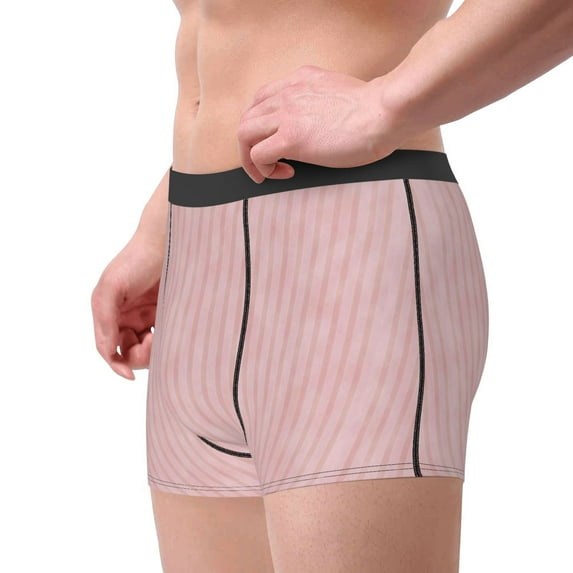 Goofa Pink Stripes Printed Men's Boxer Briefs Underwear, Moisture-Wicking Underwear, Trunk,Soft and Breathable Cotton Underwear-Small