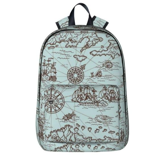 Goofa Pirate Adventure Map Printed Backpack,Laptop Backpack,Durable Anti-Theft Travel Work Backpack,Water-resistant Backpack