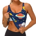 thumbnail image 1 of Goofa Planets and Stars Printed Sports Bras for Women, High Impact Running Bra Workout Crop Tank Tops Longline Sports Bra Push up-, 1 of 9