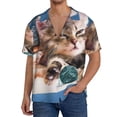 thumbnail image 1 of Goofa Playful Cat Printed Men's Casual Short-sleeved Shirt,Lightweight Breathable Button-down,Summer Casual men's top,Versatile Fashion shirt-X-Large, 1 of 7