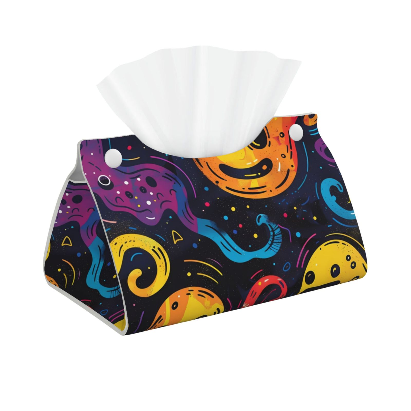 Triangular Tissue Box Goofa Playful Ghosts Night Sky Pattern Triangle Square Tissue Box Cover ...