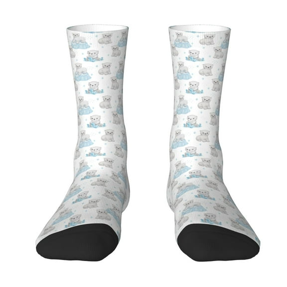 Goofa Playful Polar Bear Pals Printed Men's Crew Socks, Soft Durable Breathable Moisture-Wicking with Odor Control Cotton socks