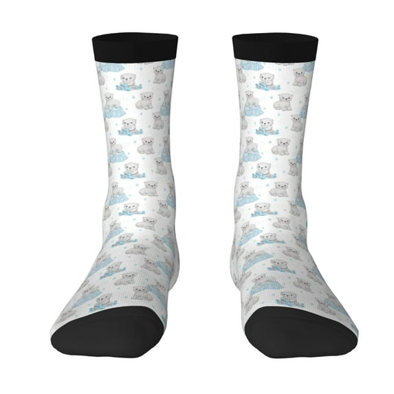 Goofa Playful Polar Bear Pals Printed Men's Crew Socks, Soft Durable Breathable Moisture-Wicking with Odor Control Cotton socks