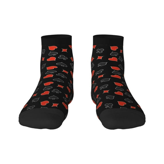 Goofa Poker Creative Symbols Pattern Non Slip Socks with Grips for Elderly, Crew Socks Yoga Hospital Socks Cushioned Sole Gripper Socks for Men Women