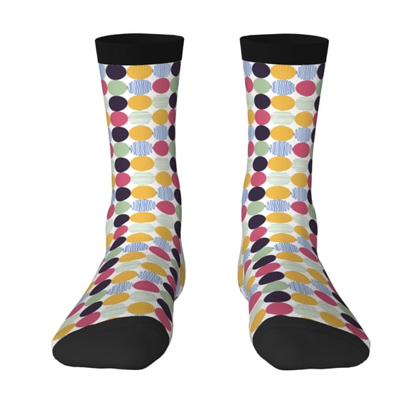 Goofa Polka Dot Printed Men's Crew Socks, Soft Durable Breathable Moisture-Wicking with Odor Control Cotton socks