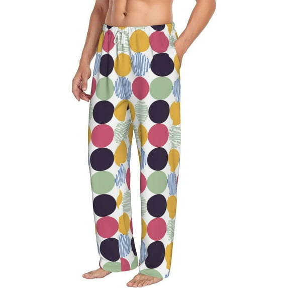 Goofa Polka Dot Printed Soft Pajama Pants for Men, Wide Leg Comfy Casual Lounge Yoga Pants-XX-Large
