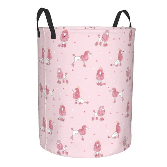 Goofa Poodle Dog Printed Circular Hamper,Laundry Basket with Handles,Storage Baskets Foldable,Large Capacity Laundry Hamper-