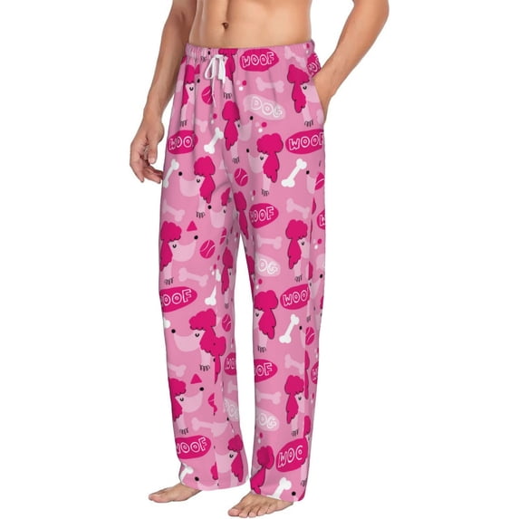Goofa Poodle Dog Printed Soft Pajama Pants for Men, Wide Leg Comfy Casual Lounge Yoga Pants-Large