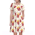 thumbnail image 1 of Goofa Popcorn Pattern Women Summer Short Sleeve Midi Dress with Pockets Casual Aline Flowy Tshirt Dress Vocation Beach Sundress, 1 of 6