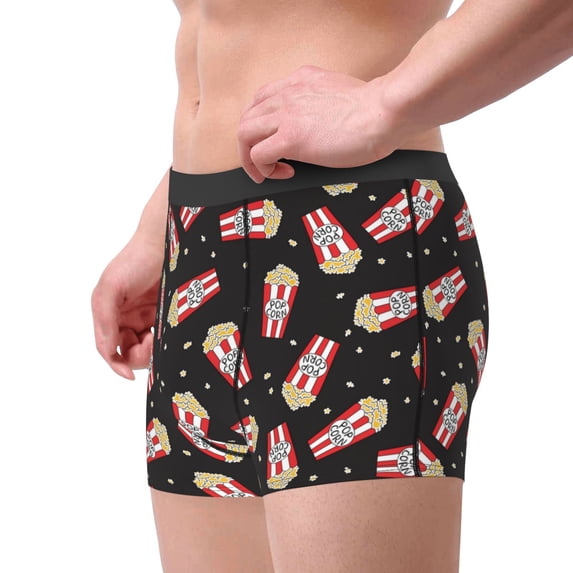 Goofa Popcorn Printed Men's Boxer Briefs Underwear, Moisture-Wicking Underwear, Trunk,Soft and Breathable Cotton Underwear-Small