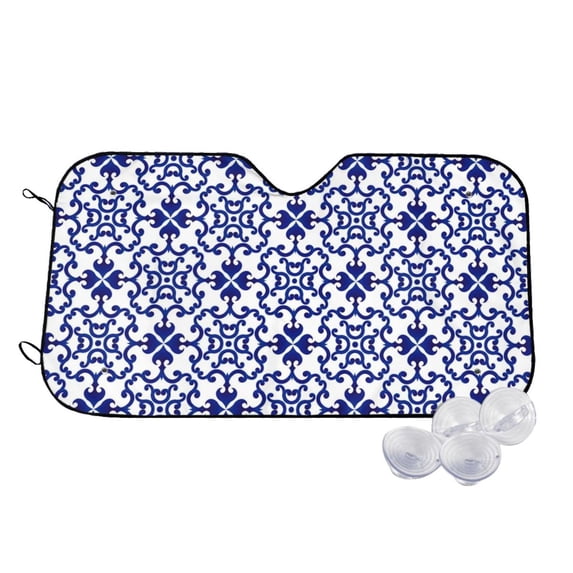 Goofa Porcelain Chinaware Printed Car Windshield Sunshade,Foldable Reflective Sun Visor,UV Protection Heat Blocker Sunshade,Car Cooling Accessory-