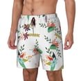 thumbnail image 1 of Goofa Pretty Floral With Leaves Printed Men's Swim Trunks Board Shorts Quick Dry Mens Swimming Trunks with Compression Liner,Breathable Fit Hawaii Beach Shorts-Small, 1 of 1