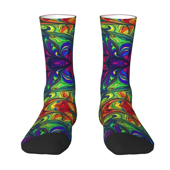 Goofa Pride Rainbow Printed Men's Crew Socks, Soft Durable Breathable Moisture-Wicking with Odor Control Cotton socks