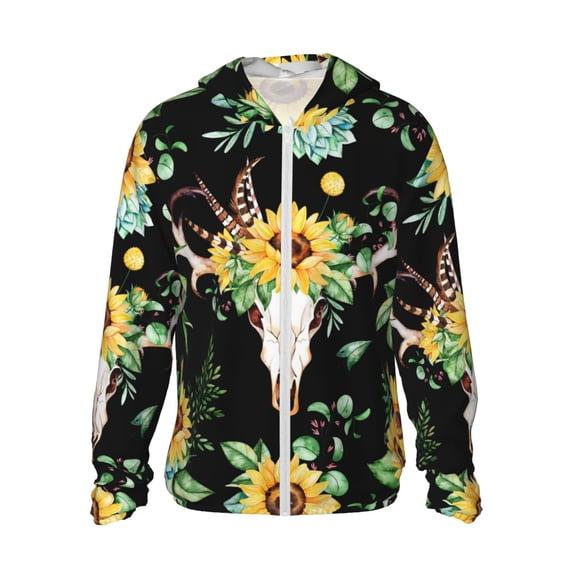 Goofa Printed Women's UPF 50+ Sun Protection Hoodie Jacket Lightweight Long Sleeve Sun Shirt for Women with Pocket Hiking Outdoor-X-Large