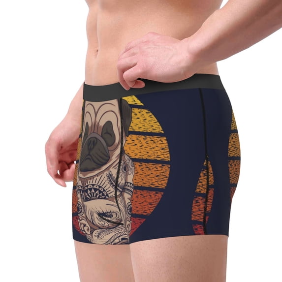 Goofa Pug dog Yoga Printed Men's Boxer Briefs Underwear, Moisture-Wicking Underwear, Trunk,Soft and Breathable Cotton Underwear-