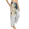 thumbnail image 1 of Goofa Pumpkin And White Marble Printed Soft Pajama Pants for Women, Wide Leg Comfy Casual Lounge Yoga Pants-Large, 1 of 9