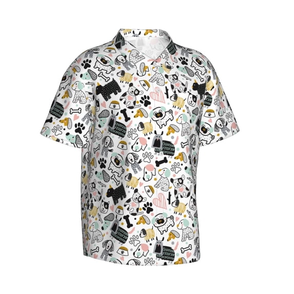 Goofa Puppy Hawaiian Shirt for Men, Unisex Summer Beach Casual Short Sleeve Button Down Shirts,Aloha Tropical Floral print shirt-XX-Large