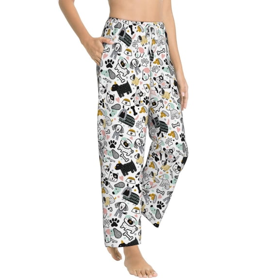 Goofa Puppy Printed Soft Pajama Pants for Women, Wide Leg Comfy Casual Lounge Yoga Pants-X-Large
