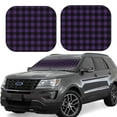thumbnail image 1 of Goofa Purple Black Plaid Pattern 2 Piece Car Windshield Sun Shade Foldable | Front Windshield Shade for Sun, Heat and UV Rays | Sunshade for Car Front Window-Small, 1 of 7