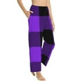 thumbnail image 1 of Goofa Purple Buffalo Plaid Printed Soft Pajama Pants for Women, Wide Leg Comfy Casual Lounge Yoga Pants-XX-Large, 1 of 9