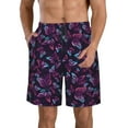 thumbnail image 1 of Goofa Purple Butterfly Printed Mens Swim Trunks Summer Quick Dry Short Beach Swimwear Bathing Suits-3X-Large, 1 of 9