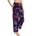 thumbnail image 1 of Goofa Purple Butterfly Printed Soft Pajama Pants for Women, Wide Leg Comfy Casual Lounge Yoga Pants-XX-Large, 1 of 9