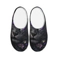 thumbnail image 1 of Goofa Purple-Eyed Floral Leopard Print Womens Mens Cotton Lightweight House Slippers , Washable Home Slippers,Indoor Comfy Bedroom Cozy Slippers-44/45, 1 of 7